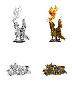 D&D Nolzur's Marvelous Miniatures: Gold Dragon Wyrmling & Half Eaten Treasure Pile