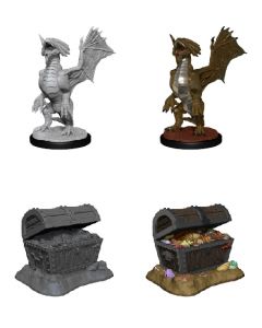 D&D Nolzur's Marvelous Miniatures: Bronze Dragon Wyrmling & Pile of Sea found Treasure