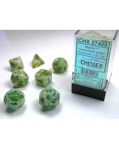 Polyhedral Dice Set Marble-Green/dark green