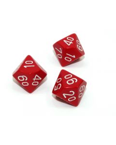 Loose Polyhedral d10s Opaque-Red/white