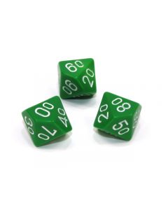 Loose Polyhedral d10s Opaque-Green/white