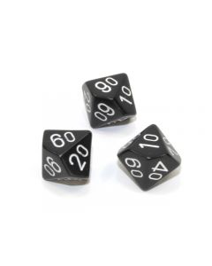 Loose Polyhedral d10s Opaque-Black/white