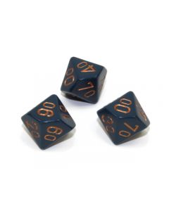 Loose Polyhedral d10s Opaque-Dusty Blue/gold