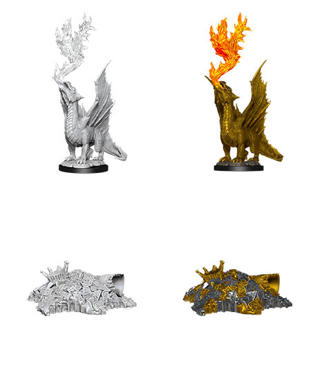 D&D Nolzur's Marvelous Miniatures: Gold Dragon Wyrmling & Half Eaten Treasure Pile
