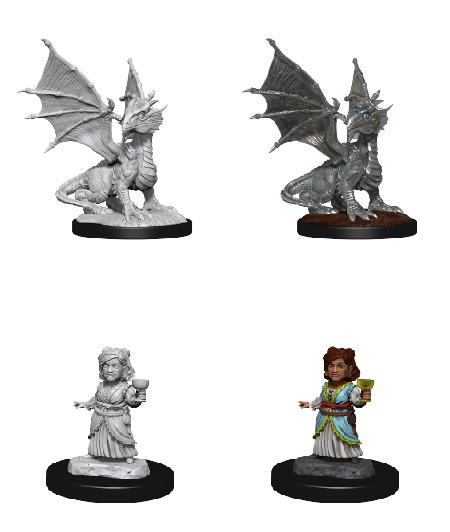 D&D Nolzur's Marvelous Miniatures: Silver Dragon Wyrmling & Halfling Dragon Friend