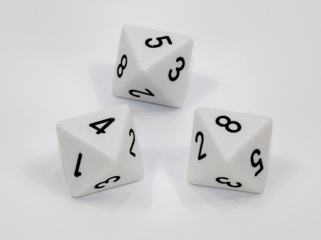 Loose Polyhedral d8 Opaque-White/black