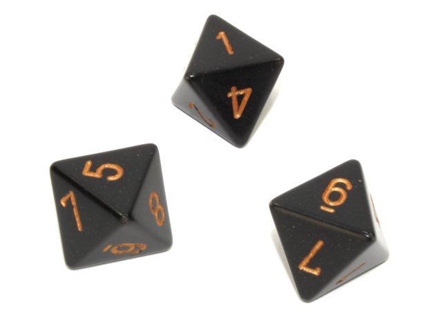 Loose Polyhedral d8 Opaque-Black/gold