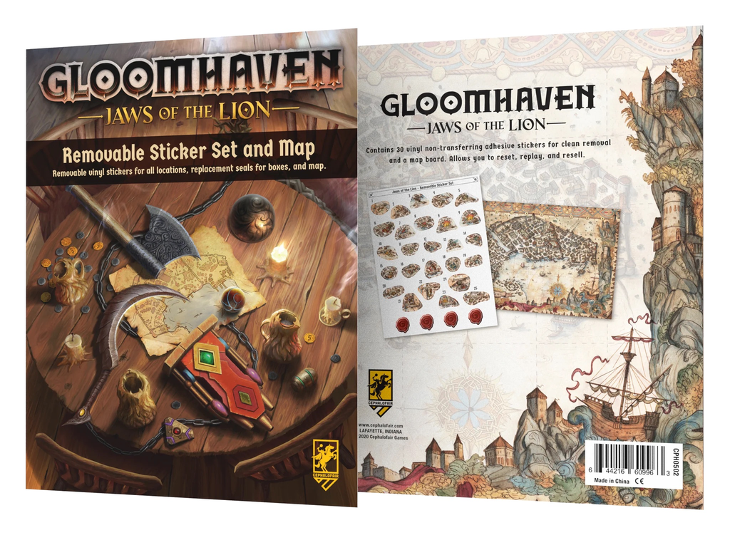 Gloomhaven: Jaws of the Lion: Removable Sticker Set & Map