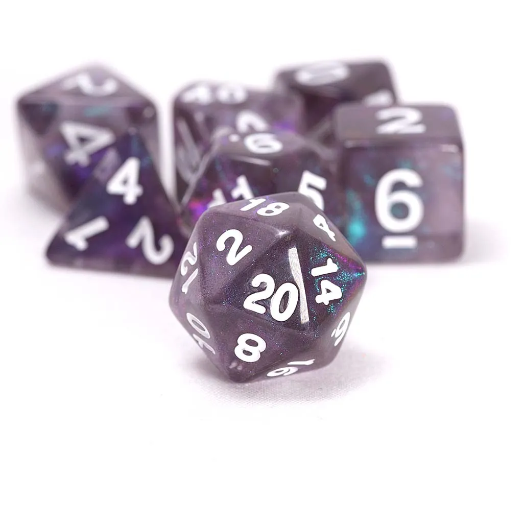 [SDZ-0016-02] Unearthed Treasure Amethyst 7-Piece Polyhedral RPG Dice Set