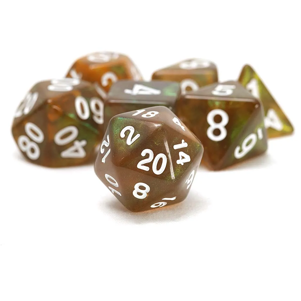 [SDZ-0016-05] Unearthed Treasure Peridot 7-Piece Polyhedral RPG Dice Set