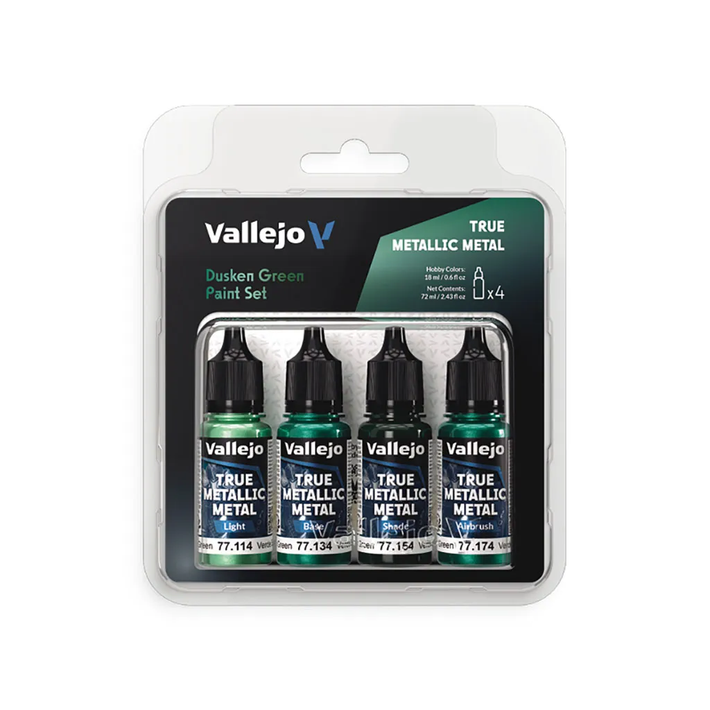 Vallejo True Metallic Metal: Dusken Green Paint Set